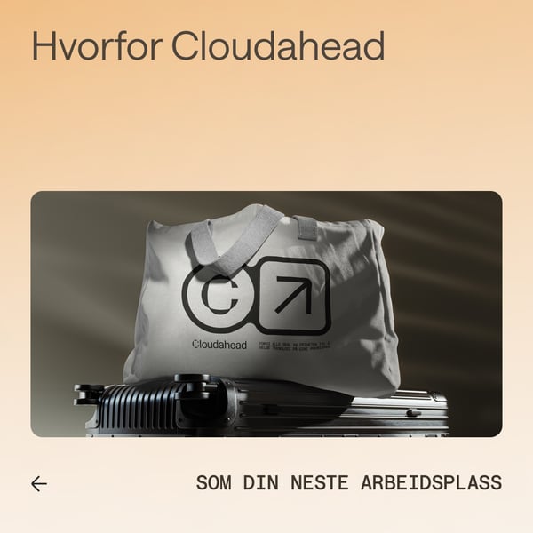 Plakat med bilde av totebag med Cloudahead-branding.