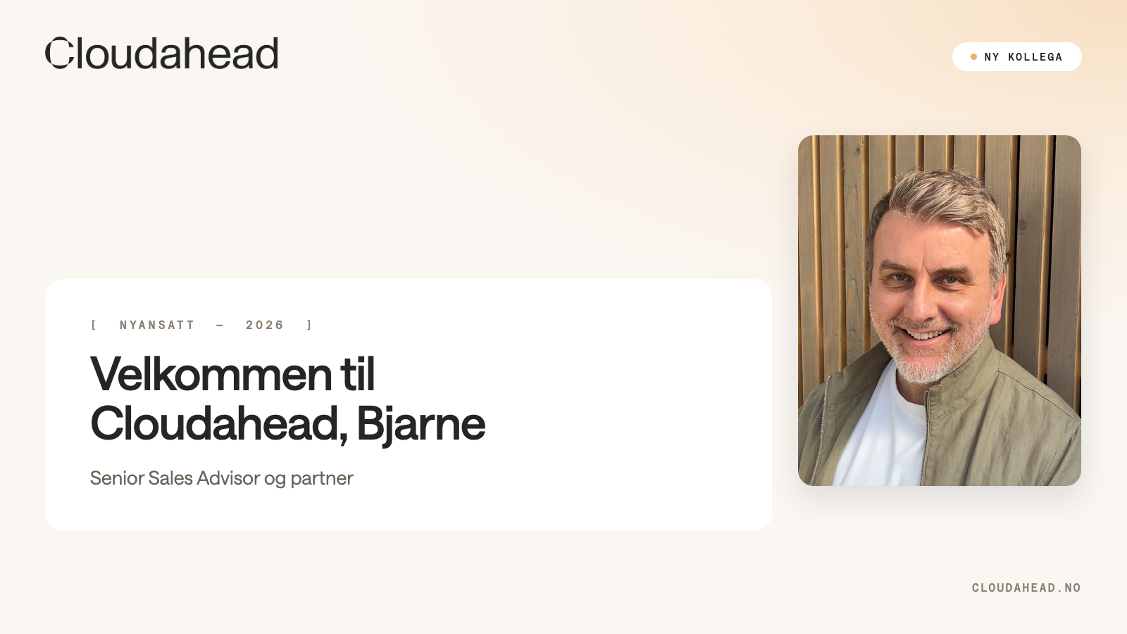 Bjarne Iversen, Senior Sales Advisor og partner i Cloudahead